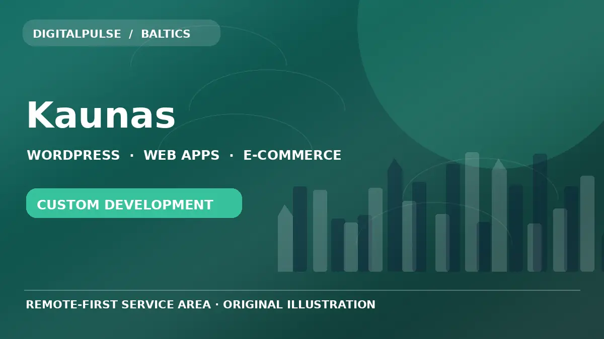Original illustrated city and digital development artwork for Kaunas