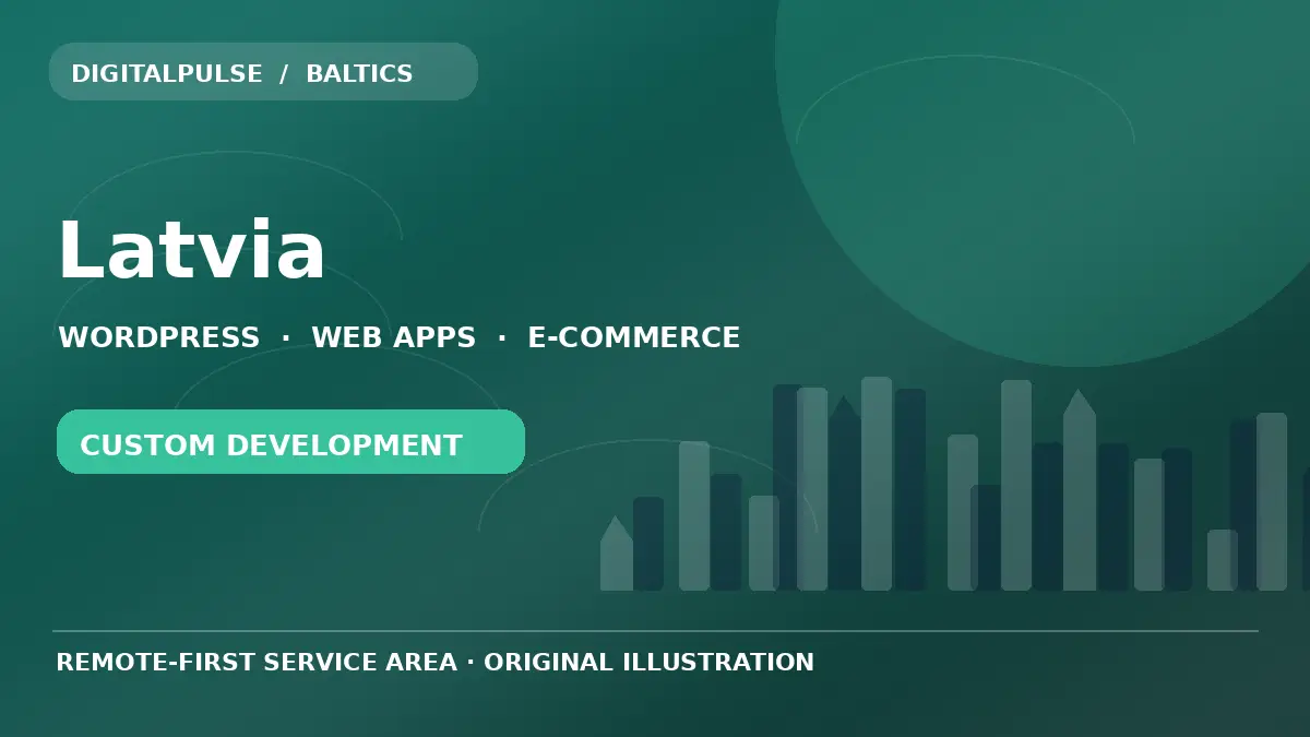 Original illustrated city and digital development artwork for Latvia