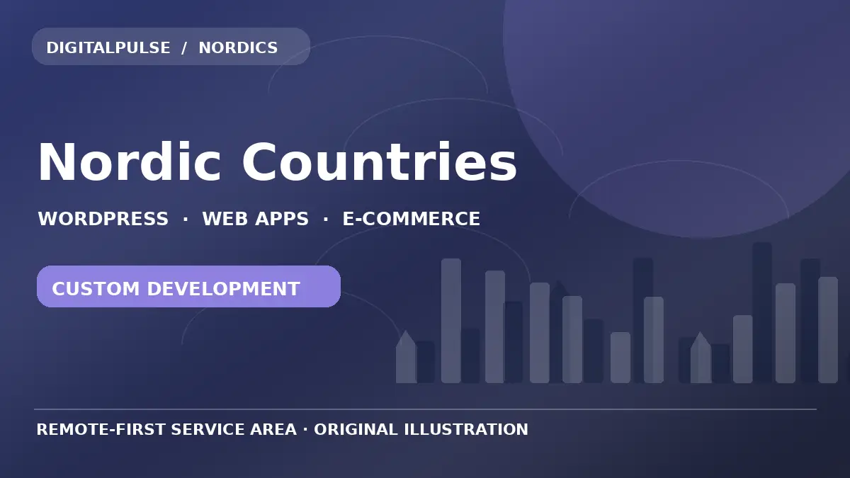 Original illustrated city and digital development artwork for Nordic Countries