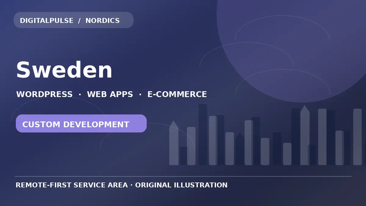 Original illustrated city and digital development artwork for Sweden