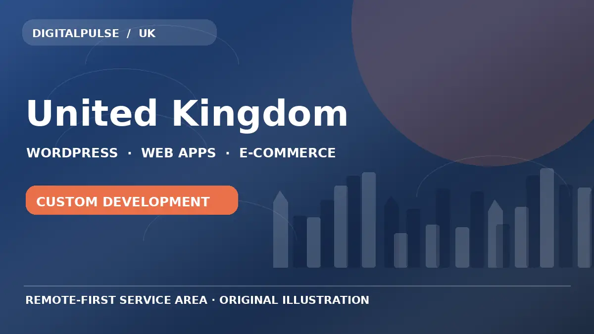 Original illustrated city and digital development artwork for DigitalPulse